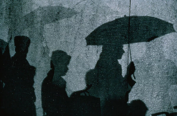 Shadows of People and Umbrella
