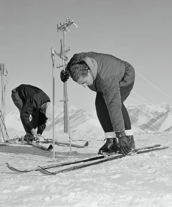 Framed Print : The Shah of Iran Adjusting His Skis Framed Print : The Shah of Iran Adjusting His Skis
