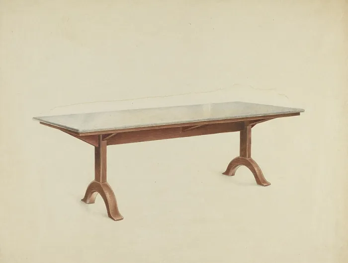 Framed Print : Shaker Dining Table With Marble Top Framed Print : Shaker Dining Table With Marble Top
