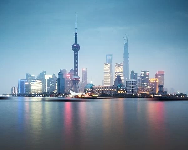 Shanghai modern Pudong business district at dawn