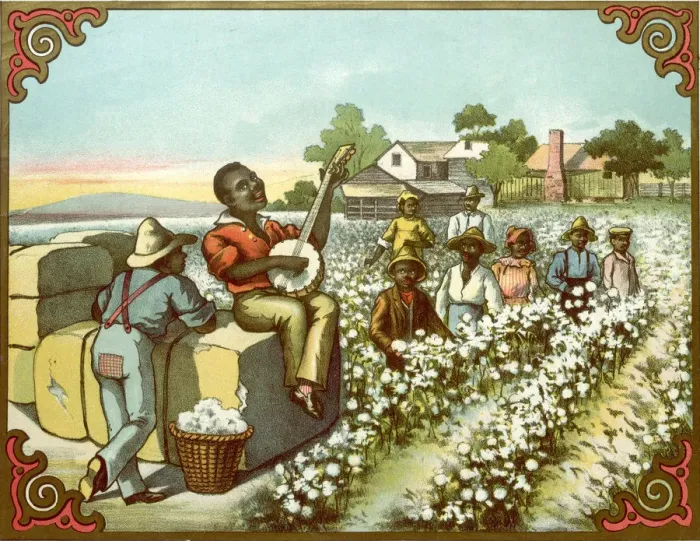 Framed Print : Sharecropper Plays The Banjo In The Field Framed Print : Sharecropper Plays The Banjo In The Field