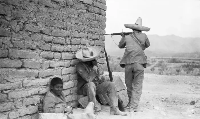 Framed Print : Sharpshooters Behind Wall During Mexican Revolution Framed Print : Sharpshooters Behind Wall During Mexican Revolution