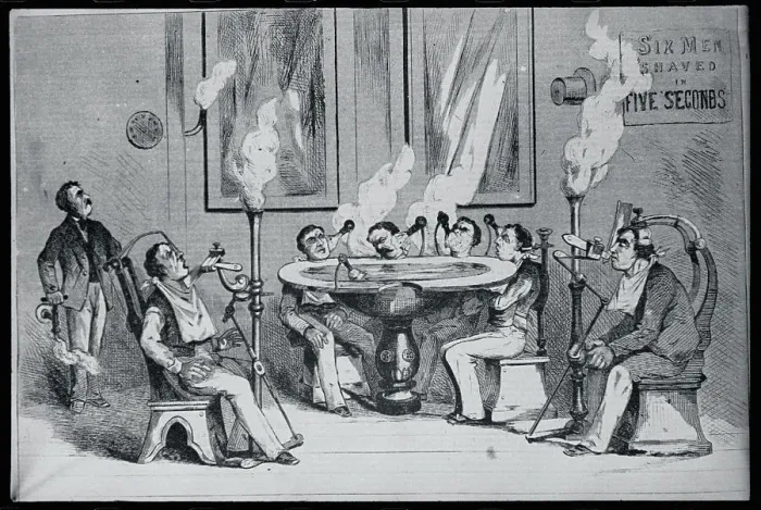 Framed Print : Shaving Invention Being Demonstrated Framed Print : Shaving Invention Being Demonstrated