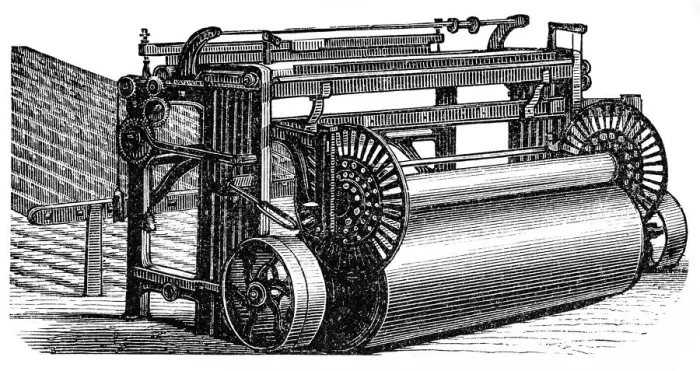 Framed Print : Shearer, textile manufacture machines