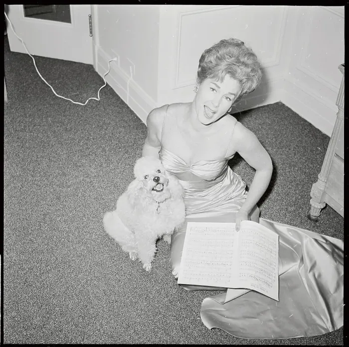 Framed Print : Sheila Reynolds Sitting with Music Score and Pet Poodle Framed Print : Sheila Reynolds Sitting with Music Score and Pet Poodle