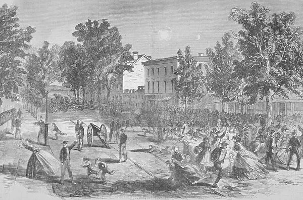 Shellings. An engraving of New York Militia shelled by rebels in Carlyle