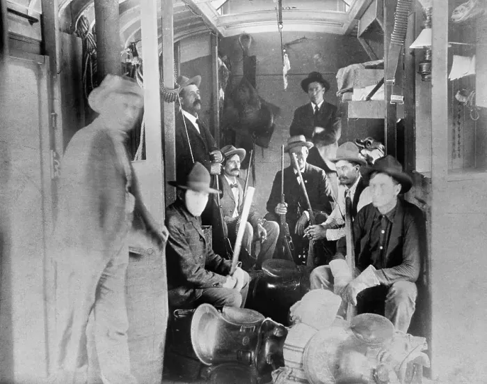 Framed Print : Sheriffs Posse Aboard Train Framed Print : Sheriffs Posse Aboard Train