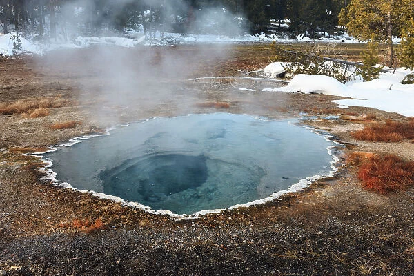 Shield Spring in snow, Yellowstone National Park, Wyoming, USA