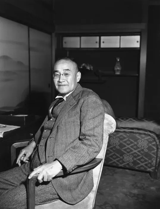 Framed Print : Shigeru Yoshida in Chair in Office Framed Print : Shigeru Yoshida in Chair in Office