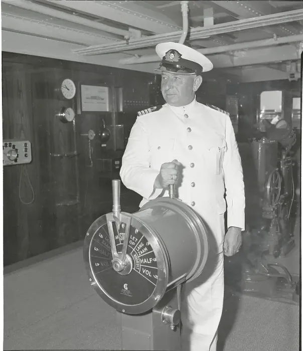 Framed Print : Ship Captain at Helm Framed Print : Ship Captain at Helm