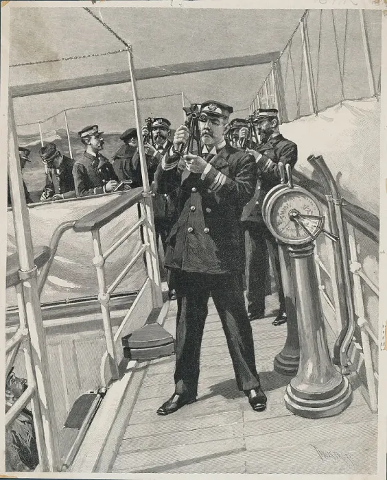 Framed Print : Ship Captain and Officers Using Sea Compasses Framed Print : Ship Captain and Officers Using Sea Compasses