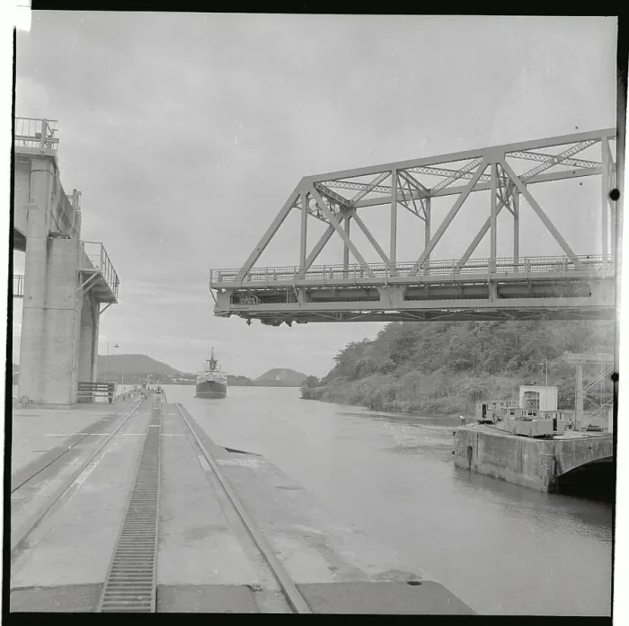 Framed Print : Ship Passing Under Bridge on Panama Canal Framed Print : Ship Passing Under Bridge on Panama Canal