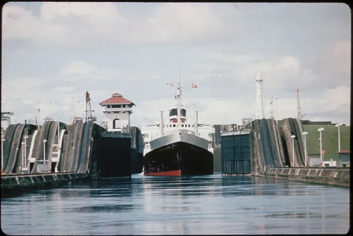 Framed Print : Ship Passing through Gatun Locks Framed Print : Ship Passing through Gatun Locks