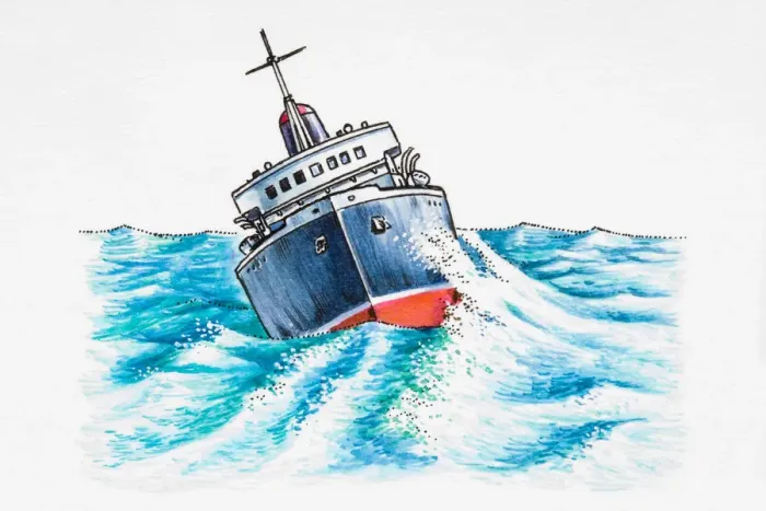 Framed Print : Ship in rough sea Framed Print : Ship in rough sea