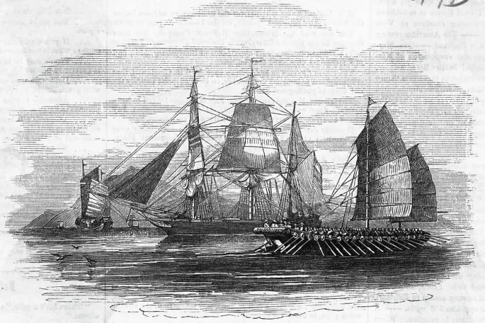 Framed Print : Ship Smuggling Opium In China