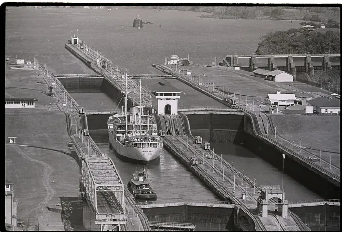 Framed Print : Ship and Tugboat in Miraflores Locks Framed Print : Ship and Tugboat in Miraflores Locks