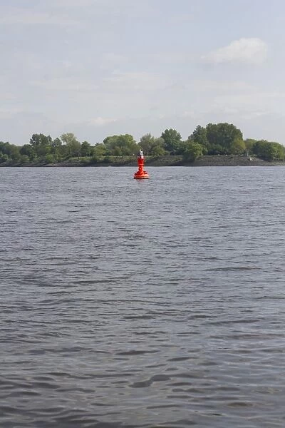 Shipping channel marker on the Elbe river, Teufelsbrueck, Hamburg, Germany, Europe