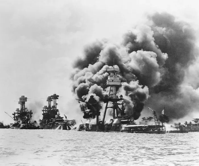 Framed Print : Ships Under Attack at Pearl Harbor