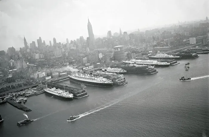Framed Print : Ships Docking in New York Harbor Framed Print : Ships Docking in New York Harbor