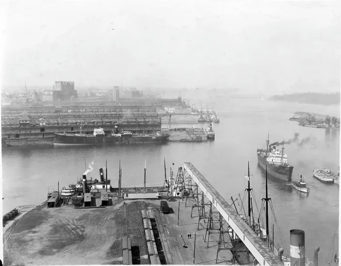 Framed Print : Ships In Port In Montreal, Canada Framed Print : Ships In Port In Montreal, Canada