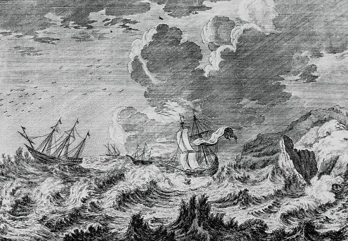Framed Print : Ships in Stormy Sea Framed Print : Ships in Stormy Sea