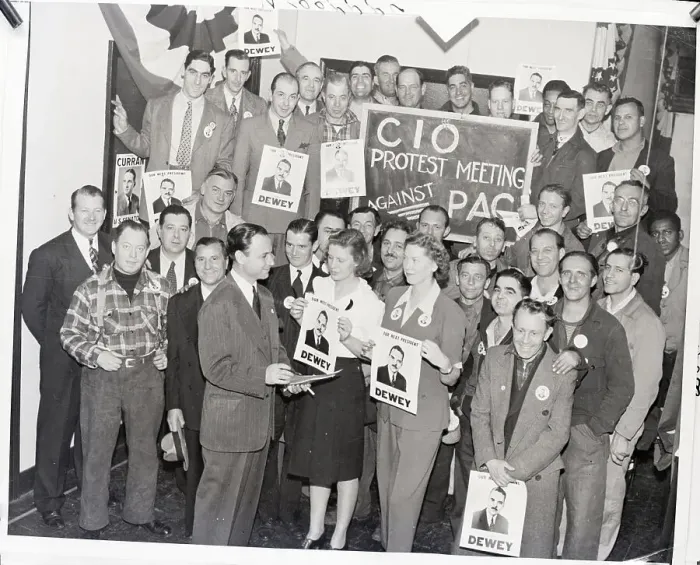 Framed Print : Shipyard Workers Demonstrate for Dewey Framed Print : Shipyard Workers Demonstrate for Dewey