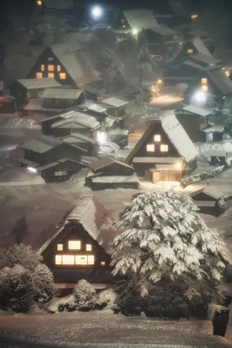 Framed Print : Shirakawago village in winter, Japan Framed Print : Shirakawago village in winter, Japan