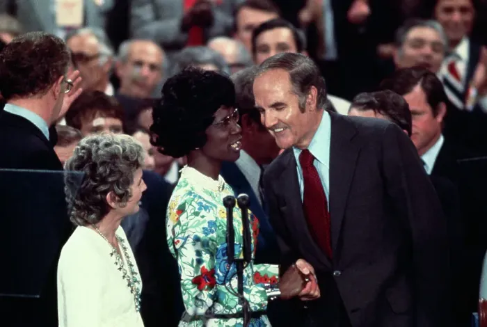 Framed Print : Shirley Chisolm Congratulating George McGovern Framed Print : Shirley Chisolm Congratulating George McGovern