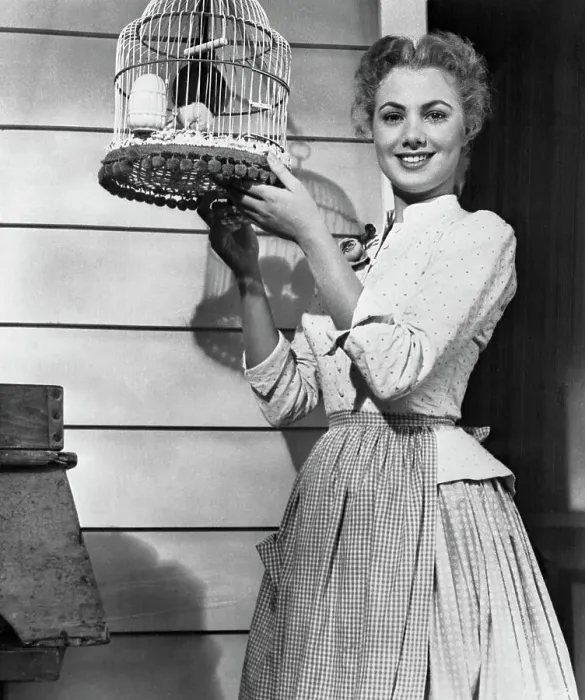 Framed Print : Shirley Jones Holding a Birdcage Framed Print : Shirley Jones Holding a Birdcage