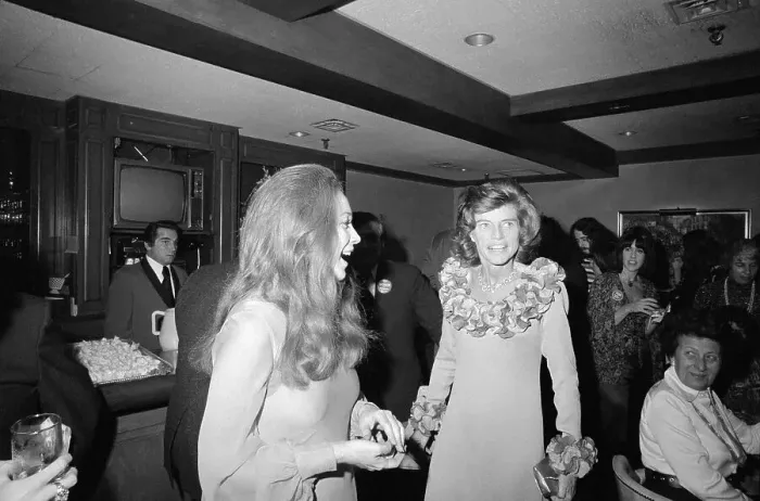 Framed Print : Shirley MacLaine Greeting Eunice Shriver Framed Print : Shirley MacLaine Greeting Eunice Shriver