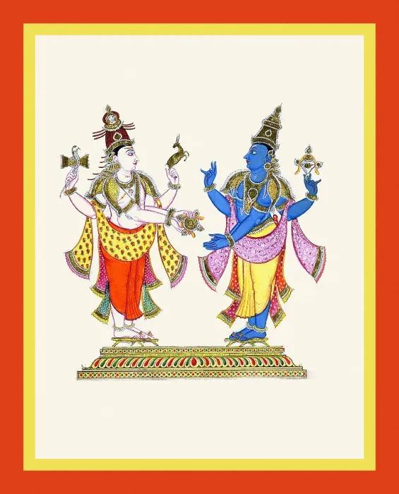 Framed Print : Shiva gives Vishnu the chakra Framed Print : Shiva gives Vishnu the chakra