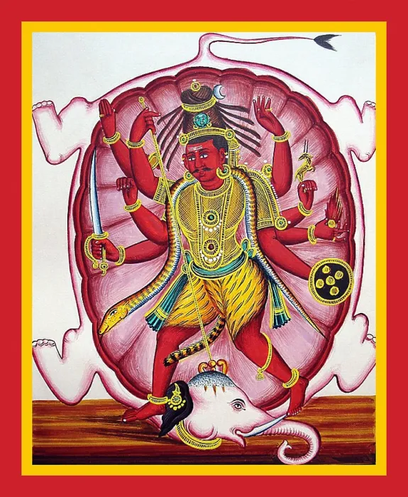 Framed Print : Shiva pierces the head of Gajasura with his trishula Framed Print : Shiva pierces the head of Gajasura with his trishula