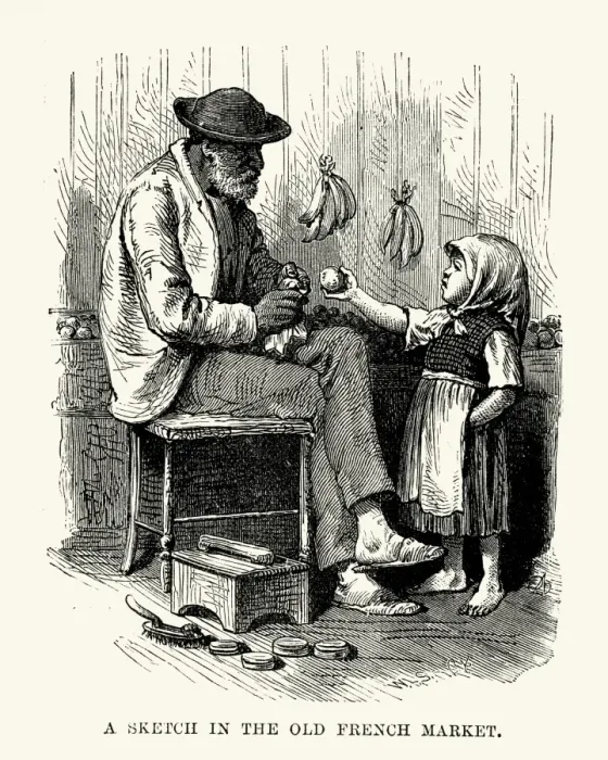 Framed Print : Shoeshiner in the French Market, New Orleans, 19th Century Framed Print : Shoeshiner in the French Market, New Orleans, 19th Century