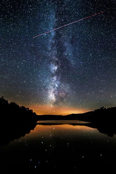 A Shooting Star. A shooting star at Price Lake located off the Blue Ridge Parkway