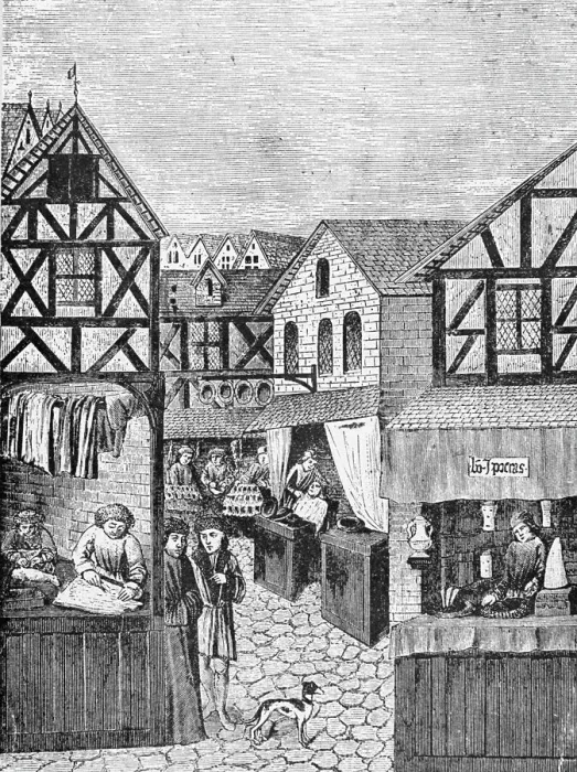 Framed Print : Shops In A French Town During 15Th Cent Framed Print : Shops In A French Town During 15Th Cent