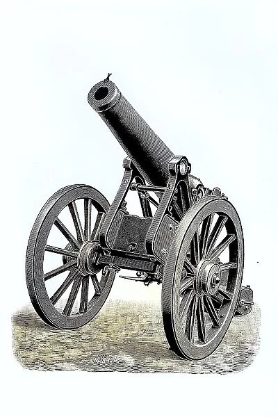 Short 15 cm cannon, Germany, used in the Franco-Prussian War 1870, 1871, Historic, digitally restored reproduction from a 19th century original