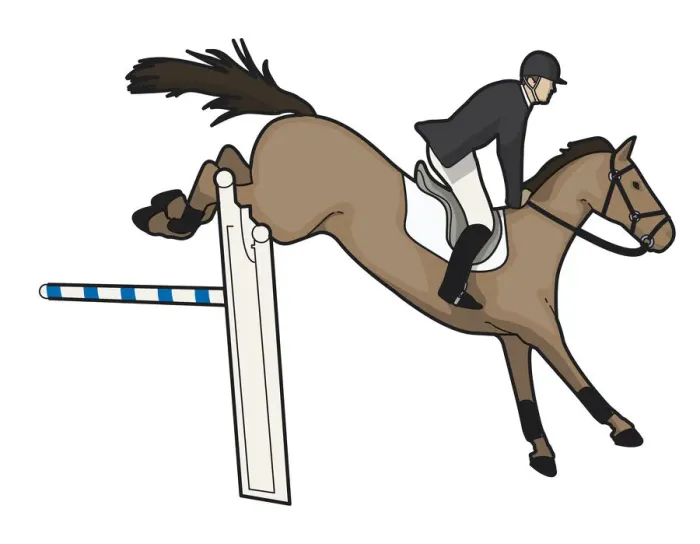 Framed Print : Showjumper landing