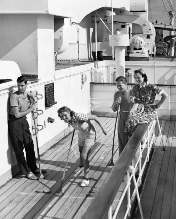 Framed Print : Shuffleboard players Framed Print : Shuffleboard players