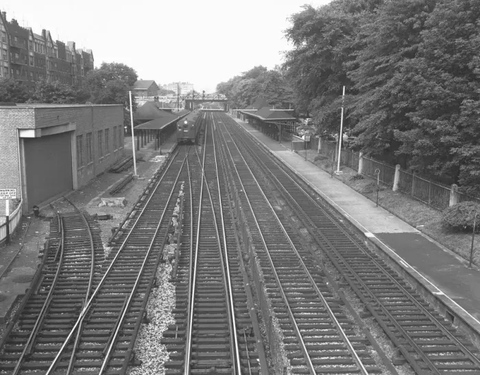 Framed Print : Shunting yard, (B&W), elevated view Framed Print : Shunting yard, (B&W), elevated view