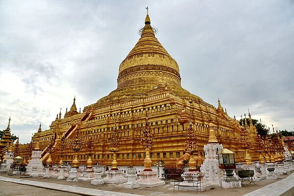 Shwezigon paya terracotta Temple, Bagan, unesco ruins Myanmar. Asia