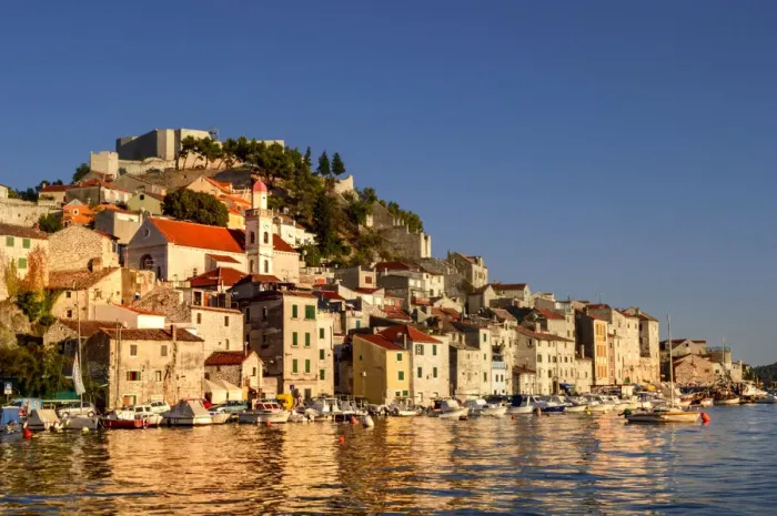 Framed Print : Sibenik seen from Barnj beach, Croatia Framed Print : Sibenik seen from Barnj beach, Croatia