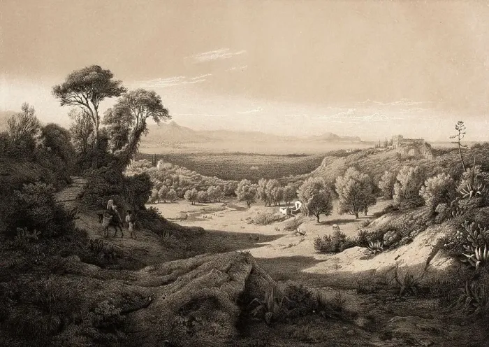 Framed Print : Sicilian Landscape with a View of Palermo and Monte Pelegrino from Bagarra, c. 1880, Sicily, Italy, Historic, digitally restored reproduction from a 19th century original Framed Print : Sicilian Landscape with a View of Palermo and Monte Pelegrino from Bagarra, c. 1880, Sicily, Italy, Historic, digitally restored reproduction from a 19th century original