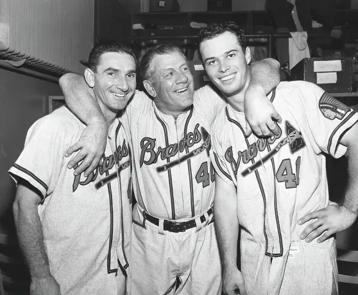 Framed Print : Sid Gordon, Charley Grimm, and Eddie Mathews Framed Print : Sid Gordon, Charley Grimm, and Eddie Mathews