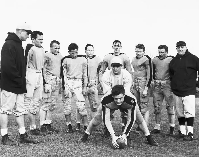 Framed Print : Sid Luckman with Football Players Framed Print : Sid Luckman with Football Players