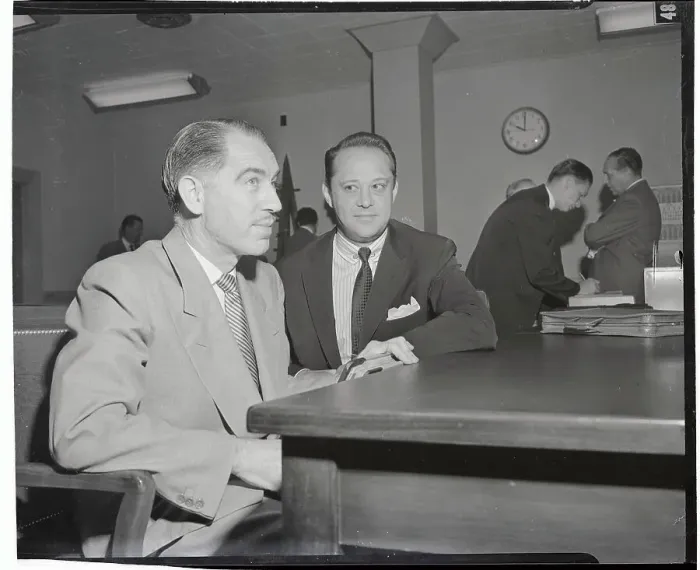 Framed Print : Sid Luft with His Accountant in Courtroom Framed Print : Sid Luft with His Accountant in Courtroom