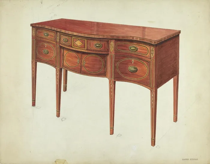 Framed Print : Sideboard, circa 1953. Artist Harry Eisman Framed Print : Sideboard, circa 1953. Artist Harry Eisman