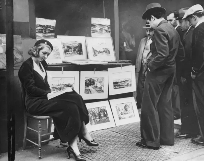 Framed Print : Sidewalk Art Stall Framed Print : Sidewalk Art Stall