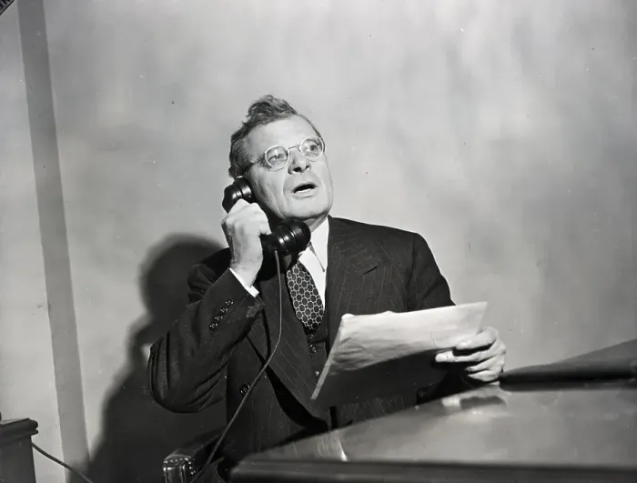 Framed Print : Sidney Hillman On Telephone At Desk