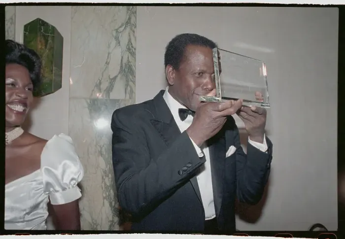 Framed Print : Sidney Poitier Holding Award Framed Print : Sidney Poitier Holding Award