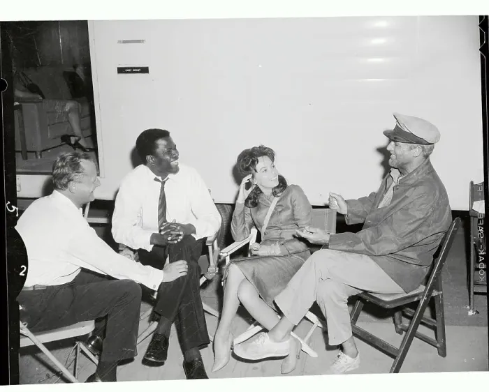 Framed Print : Sidney Poitier Visits Set of Father Goose Framed Print : Sidney Poitier Visits Set of Father Goose